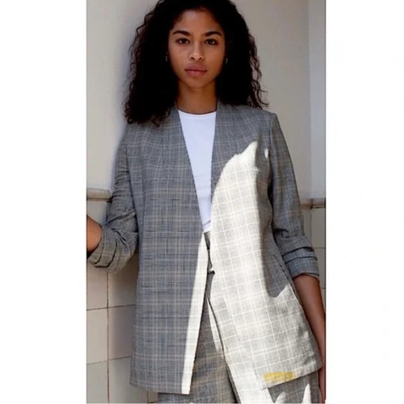 Babaton Gray Plaid Blazer size 14 - Picture 2 of 15